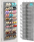 MISSLO 30 Pairs Over the Door Shoe Organizer Breathable Mesh Hanging Shoe Rack for Closet Storage with Wide Deep Pockets 10 T