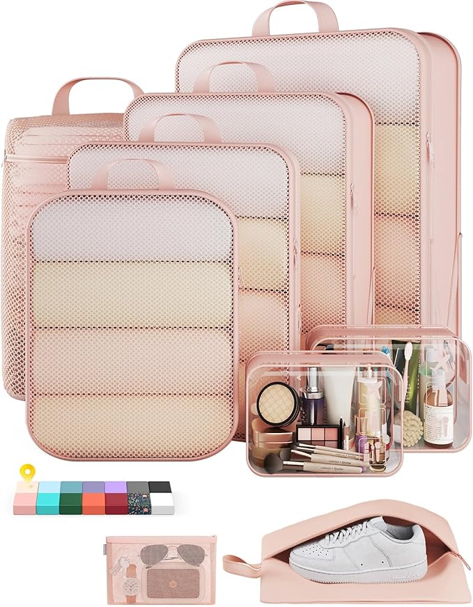 Veken 9/11 Set Compression Packing Cubes for Travel Essentials,Compressible Expandable Large Luggage Suitcase Organizer Bags 