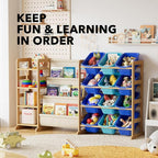 SpaceAid 3-in-1 Toy Storage Organizer with 4 Shelves and 12 Bins, Toy Organizers Storage 3-Tier Bookshelf, Kids Bin Shelf Box