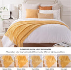 BATTILO HOME Mustard Throw Blanket with Fringe Geometric Bed Gold Yellow Throws Breathable Decorative Large Throw for Couch S