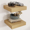 Square Floating Shelves for Wall, 12" W x 12" D x 2" H, 2 Pack of Small Wall Mounted Engineered Wood Shelves with Invisible B