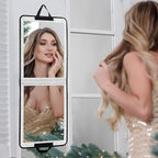 LPHUMEX Foldable Full Length Mirror Glitter Silver, 13x33 Portable Body Mirror for Travel, Dance, Festival