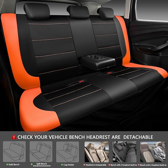 CAR PASS Leather Seat Covers, Breathable Universal Car Seat Cover Full Set for Cute Women Girly,5mm Composite Sponge Inside,A