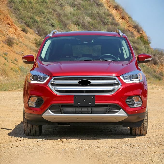 Front Bumper License Plate Frame Bracket Compatible with Ford Escape 2017 2018 2019, Black License Frame Holder Mounting Kit,