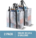 CleverMade Tall Frakta Reusable Grocery Tote - 42L - Pack of 2 - Transparent - Collapsible Storage Shopping Organizer - Heavy