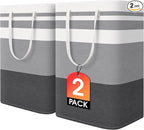 HomeHacks 2 Pack Large Laundry Baskets, Waterproof, Freestanding Laundry Hampers, Collapsible Clothes Hamper with Reinforced 
