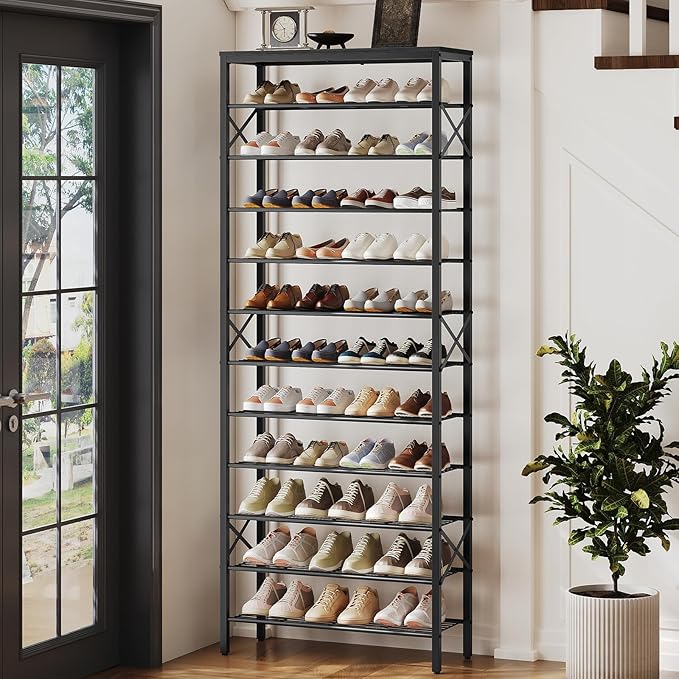 YATINEY 12 Tier Shoe Rack, Large Capacity Shoe Storage Organizer Holds 48 Pairs, Sturdy and Stable, for Entryway, Hallway, Cl