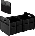 YSSOA Trunk Organizer for Car/SUV/Truck, Collapsible 2 Compartment Automotive Storage Box, 600D Waterproof Oxford Polyester