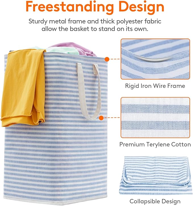 Lifewit 2 Pack Laundry Basket 80L Each, Collapsible Clothes Hamper with Reinforced Handles, Freestanding Waterproof Design fo