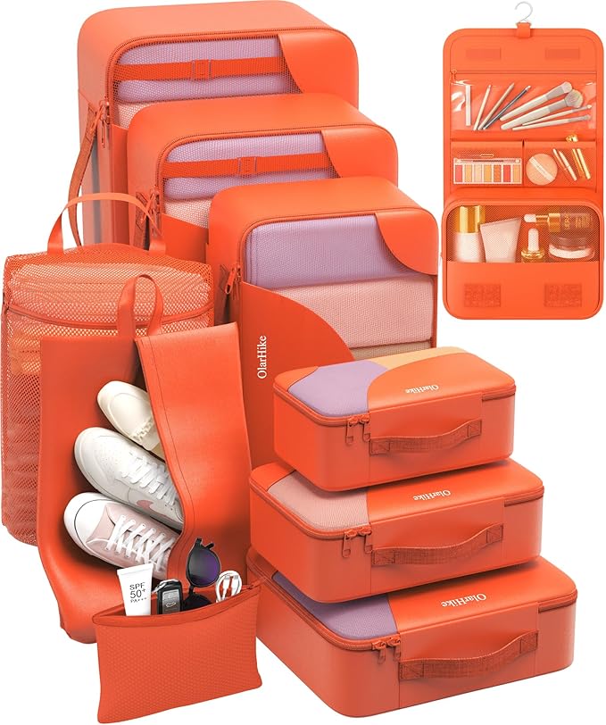 10 Set Packing Cubes for Travel, Gifts for Women Mom,Anti-Tearing Suitcase Organizer for Luggage with Shoe & Hanging Toiletry
