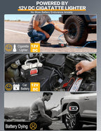 GSPSCN 6X Faster Inflation Digital Tire Inflator, Portable Toolbox 12V Air Compressor Pump Heavy Duty Dual Cylinders Car Pump,150Psi Auto Shut-Off with Tire Repair Kit for Auto,SUV,Truck etc