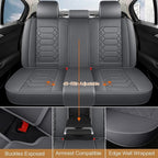 Leather Car Seat Covers Full Set, Waterproof Faux Leather Seat Covers for Cars, Non-Slip Car Interior Covers Universal Fit fo