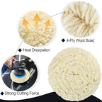 3 PCS Wool Buffing Polishing Pads 7 Inch, Natural Wool Cutting Pads with Hook and Loop Backing Compound & Polishing for Automotive Car Boats Glass Furniture Repair