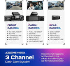 AZDOME M550 3CH Dash Cam 4K - 3.19" Screen IR Night Vision - 24H Parking Mode - 3-Channel Dash Cam - Interior IR Camera - Bui
