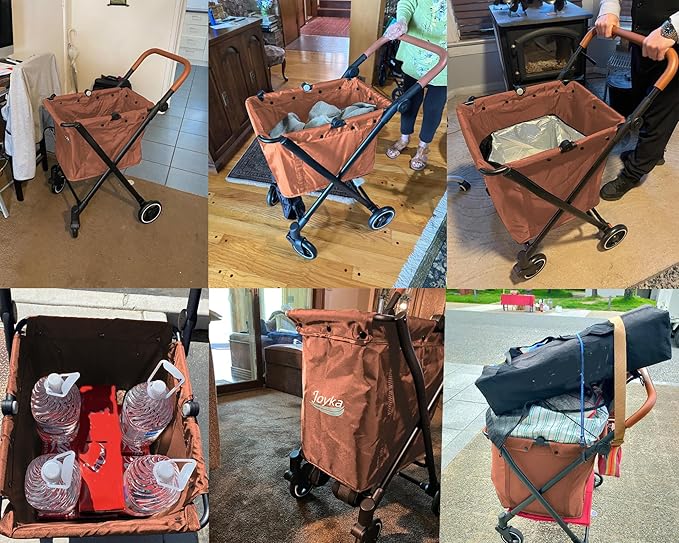 Joyka 85 Liters Shopping Cart Bags Trolley Replacement for 85L Trolley Oxford Cloth Waterproof Cart Bags Storage Bag Brown, 18.11 x 17.12 x 20.86in Brown (Bag Only)