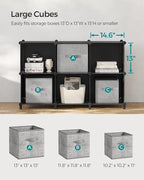 SONGMICS 6 Cube Storage Organizer, Modular Bookshelf, DIY Closet Organizers and Storage, Plastic Stackable Shelves, 14.6 x 13