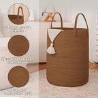 JMvicyroam Large Woven Laundry Basket Hamper,80L Cotton Rope Storage Bin for Blankets,Toys and Clothes,Decorative Tall Nurser