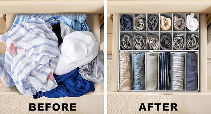 Simple Houseware 4-Pack Drawer Organizer Set - Closet Dividers for Underwear, Socks, Bras, Scarves, Ties - Foldable Non-Woven