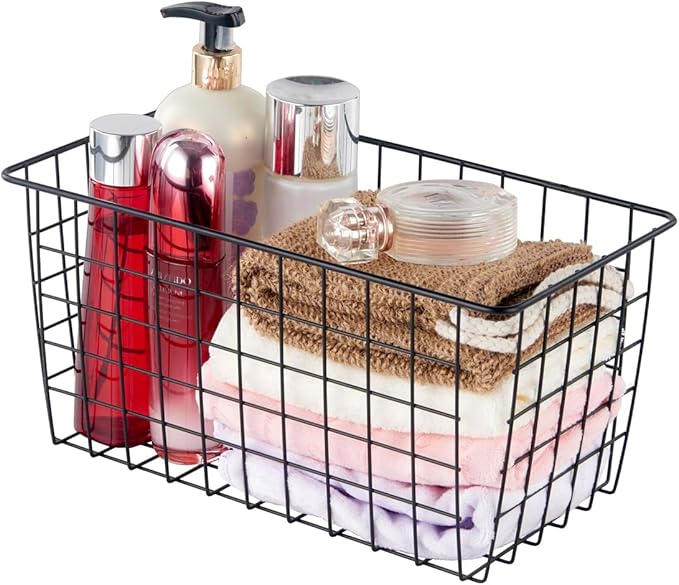 2 Pack【Extra Large】Hanging Kitchen Basket,Wire Storage Basket,with Traceless Tape and 3M High-Strength Plastic Hooks,no Drill
