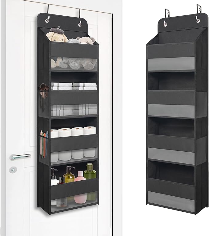 TYMENSH Over The Door Hanging Organizer with 4 Large Pockets – Closet, Bathroom, Nursery, Bedroom, Dorm Storage for Toys, Cos