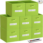 artsdi Fabric storage cubes (8 Pack) 13 Inch Cube Storage Bin, cube organizer bins with 8 Labels Window Cards & a Pen, Foldab