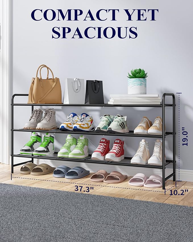 Kitsure Shoe Rack - Stainless Steel Shoe Organizer, Sturdy Shoe Rack for Closet and Front Door Entrance, Free Standing Shoe S