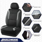 Skechers Memory Foam Car Seat Covers, Air Cool Mesh Thick Seat Covers, Gray Two Front Car Seat Protector, Airbag Compatible, 