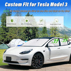KMF 7pcs Thicken Sun Shades for Tesla Model 3 Accessories 2018-2024, Car Window Covers Sunshade for Windshield Side, UV Block Visor and Privacy Blackout for Camping Outdoor