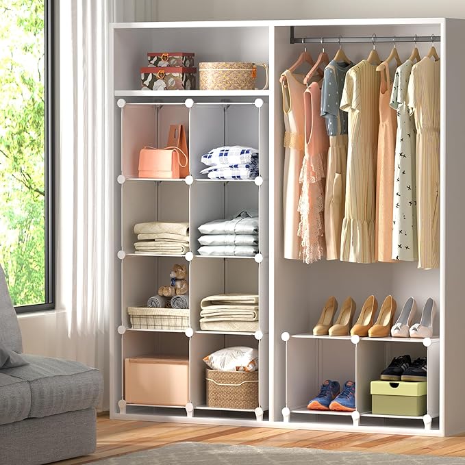 Neprock 16 Cubby Storage Organizer, Closet Clothes Storage Organizer, Cube Shelves Closet Organizers and Storage Shelves for 