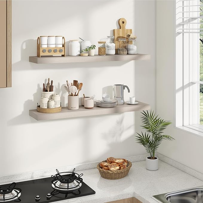 Dreamland Deep Floating Shelves, 8" Deep Long Shelves Set of 2, 40 Inches Floating Shelf for Wall,Large Display & Storage She