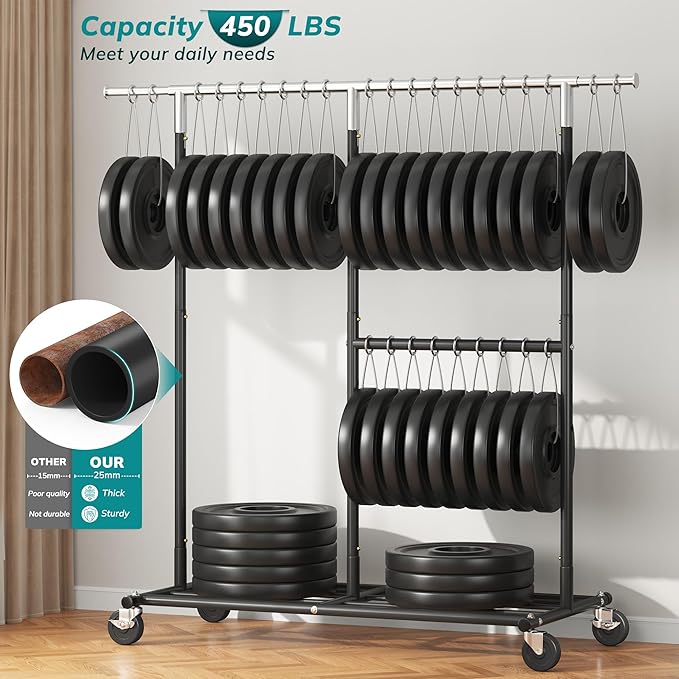 Raybee Clothes Rack Heavy Duty 450LBS, Clothing Racks for Hanging Clothes 200+, Metal Clothing Rack with Wheels, Rolling Comm