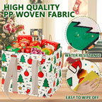 VENO 3 Pack Christmas Reusable Grocery Bags, Shopping Bags for Groceries, Tote with Handles and Hard Bottom, Foldable Shopping Cart Organizer, Water Resistant, Heavy-Duty (Jingle Mix, 6 Gallon)