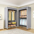 FUTASSI Black Clothing Rack with Grey Cover, P1C Rolling Closets with Wheels, Metal Garment Rack for Hanging Clothes, Clothin