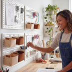 Spampur Peg Board, 4 Pack Metal PegBoard Organizer with Accessories, White Pegboard Panels with 50 Pcs Hooks and Baskets, Wal