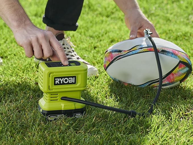 Ryobi - 18 V One+ 11 Bar Wireless Compressor - Tyre and Ball Inflation - Comes with 3 Tips (without Battery) - RPI18
