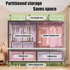Freestanding Heavy Duty Wardrobe Closet with Magnetic Door, Portable Metal Closets, Foldable Wardrobecloset Organizers and St