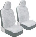 Carbella Plush Sherpa Fleece, 2 Pack Gray Seat Cover for Cars with Soft Cushioned Touch, Cute Automotive Interior Protector f