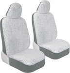 Carbella Plush Sherpa Fleece, 2 Pack Gray Seat Cover for Cars with Soft Cushioned Touch, Cute Automotive Interior Protector f