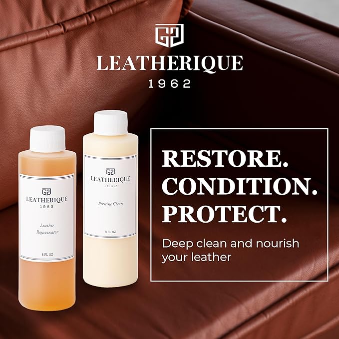 Leatherique Leather Care & Preservation Set - 8 oz | Leatherique Rejuvenator Oil & Prestine Clean 2-Step System | Softens, Co