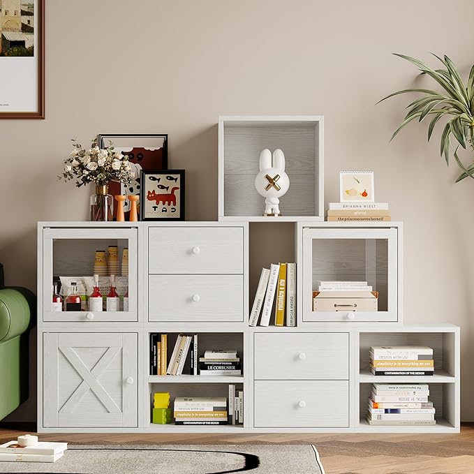 FUSUNBAO Magic DIY Cube Storage Organizer Stackable Cubes for Home Books Clothes Toy -Modular Cubby Storage System-Office Cub