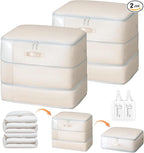 Comforter Storage Bag - Large Capacity Blanket Storage Bags 3-Layer Ultra Space Saving Self Compression Organizer, Washable C