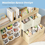 EXPERLAM Toy Storage Organizer for Kids, 9-Bin Toy Organizer with 2-Drawers, Movable Toy Chest and Top Rack, Multifunctional 