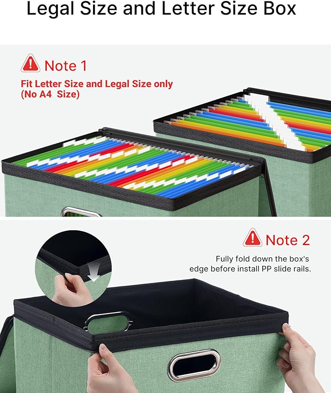 Oterri 1 Pack Large File Organizer Boxes with Lids, File Box with Mesh Pockets, Document Organizer Box for Letter/Legal Size 
