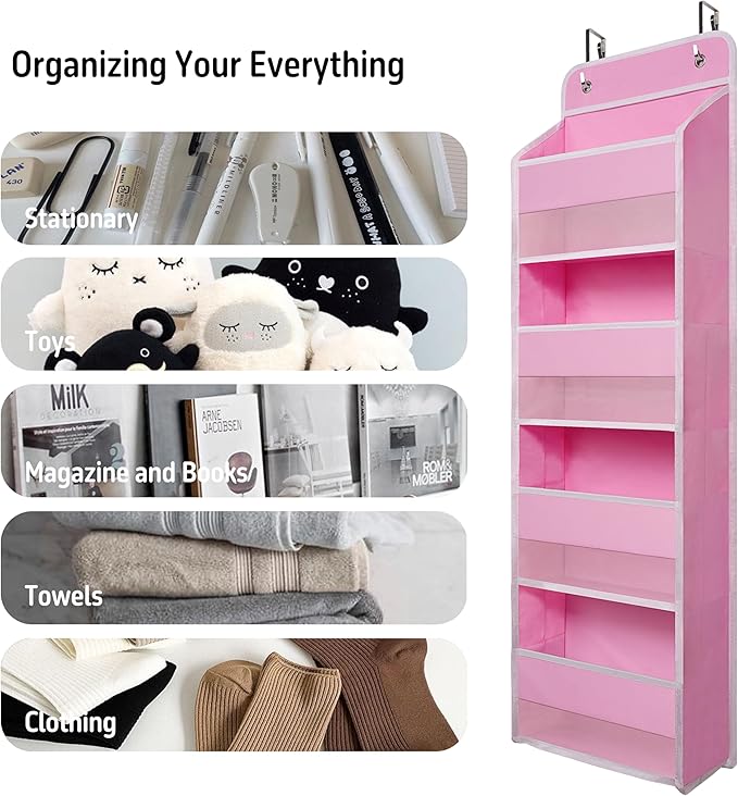 Giraffe Creation Over Door Organizer with 4 Large Capacity Pockets, Heavy Duty Hanging Organizer Storage for Closet Bathroom 