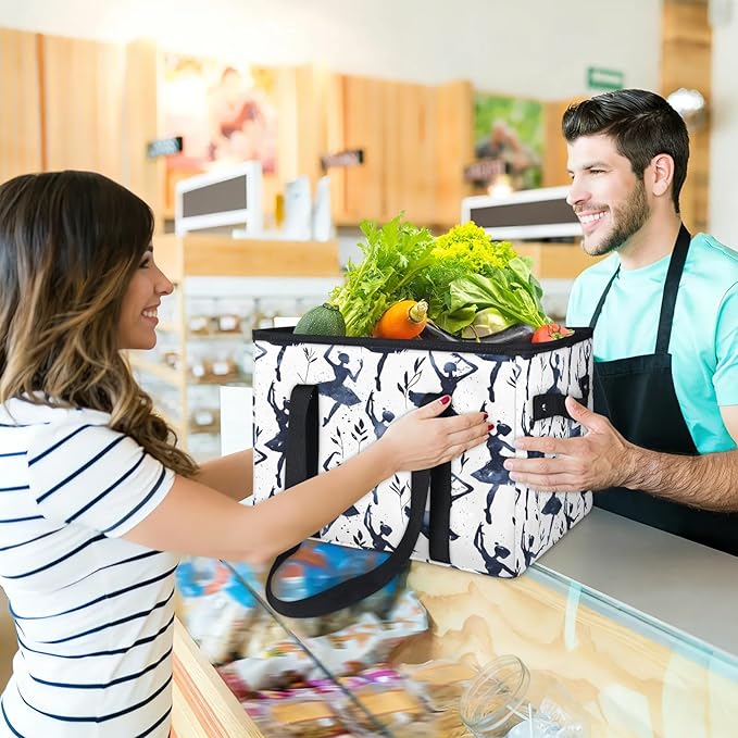 Reusable Grocery Bag, Foldable Large Shopping Tote Bag for Groceries Kitchen Picnic Car Trunk