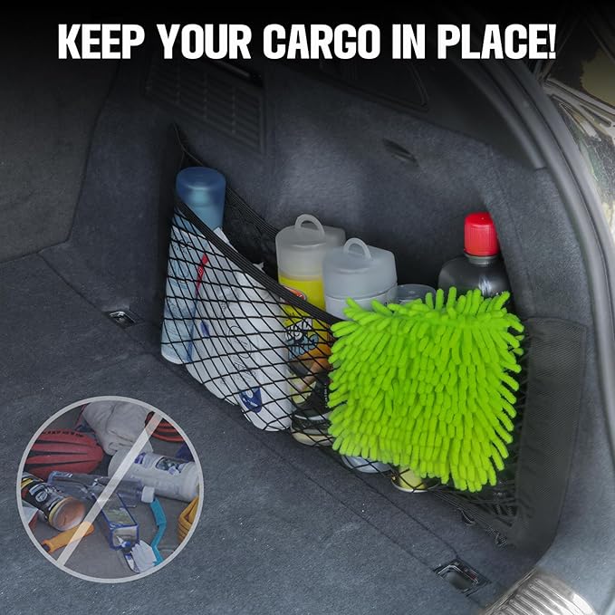 2 Packs Universal Mesh Cargo Net,Elastic Car Storage Net Pocket Bag for Trunk,Automotive Cargo Nets Storage Pouch Add On Orga