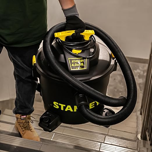 STANLEY Wet/Dry Vacuum SL18191P, 10 Gallon 4 Horsepower 16 FT Clean Range Shop, Ideal for Home/Garage/Laundry Rooms with Atta