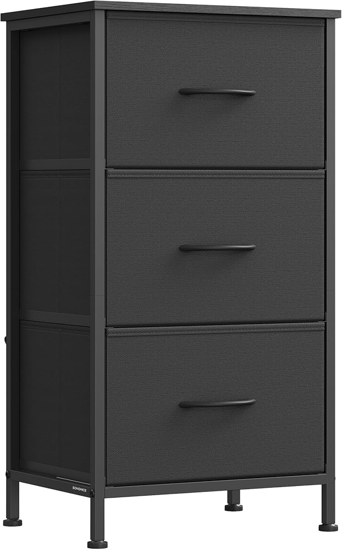 SONGMICS Dresser for Bedroom, Chest of Drawers, Steel, MDF, 3 Non-Woven Fabric Drawers, Storage Organizer Unit, Closet, Entry