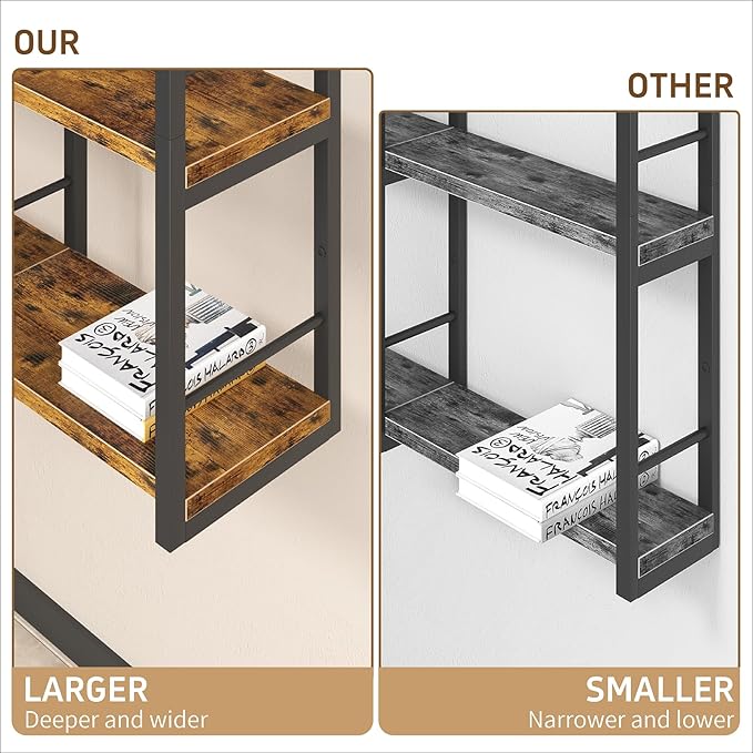 31.5 Inch Floating Shelves, 6 Tier Wood Shelves for Wall, Heavy Duty Wide Wall Mount Shelves for Living Room Bedroom Kitchen 