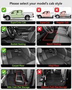 3W Floor Mats (with Metal Pedals) Fit for Ford F-150 2015-2026 & F150 Lightning 2022-2025 SuperCrew, TPE All Weather Car Mats Custom Fit Accessories (w/s Original fold Under-Seat Storage Box)
